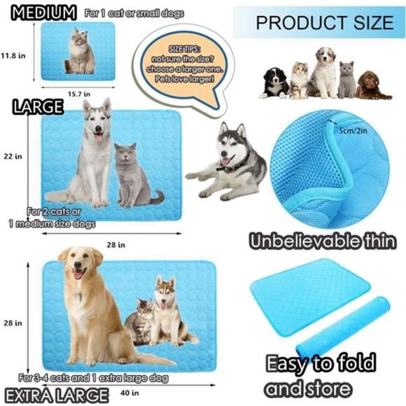 Cooling Mat for Large Dogs Cats Pet Washable Summer Cooling Pads Summer Sleeping - Picture 4 of 6